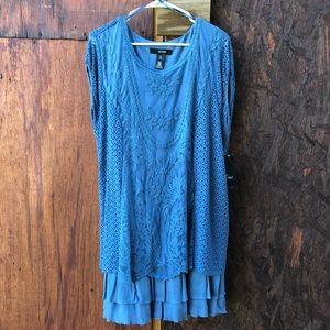 Ali Miles Dusty Blue Cap Sleeve Top/Tunic